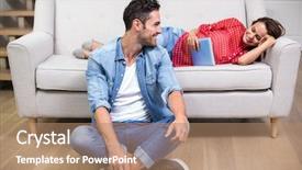  Presentation with man relaxing on massage table - Audience pleasing presentation theme consisting of bode - happy couple with digital tablet backdrop and a coral colored foreground