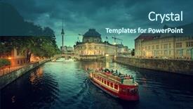  Presentation with museum - Theme consisting of bode - museum island on spree river background and a ocean colored foreground