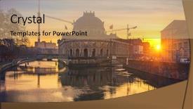  Presentation with museum - PPT theme having bode - museum island on spree river background and a coral colored foreground