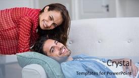  Presentation with romantic birthday couple celebrate - Presentation theme enhanced with bode - portrait of happy romantic couple background and a light blue colored foreground