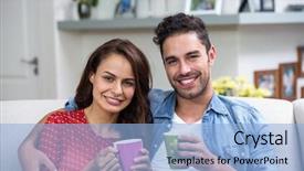  Presentation with coffee - Beautiful presentation theme featuring bode - portrait of smiling couple having backdrop and a light blue colored foreground