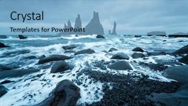  Presentation with trolls - Colorful PPT layouts enhanced with bode - trolls fingers reynisdrangar cliffs near backdrop and a light blue colored foreground