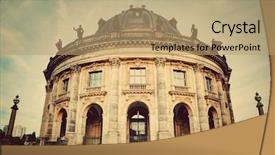  Presentation with vintage retro - Presentation design having bode museum on the museum background and a coral colored foreground