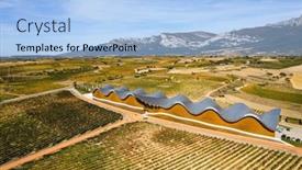  Presentation with winery - Presentation theme with bodegas-ysios-winery-and-rows background and a light blue colored foreground