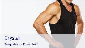  Presentation with human body physiology - Beautiful presentation theme featuring human bodey - man's muscular body backdrop and a sky blue colored foreground