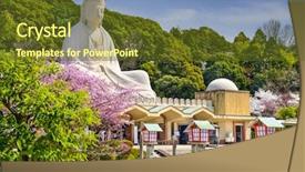  Presentation with war - Beautiful PPT layouts featuring japan at ryozen kannon war backdrop and a tawny brown colored foreground