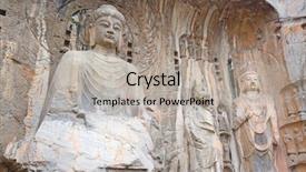  Presentation with buddha - Presentation theme with bodhisattvas carved in the monolith background and a light gray colored foreground
