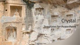  Presentation with buddha - Audience pleasing presentation consisting of bodhisattvas carved in the monolith backdrop and a light gray colored foreground