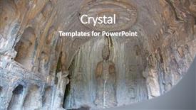  Presentation with buddha - Beautiful theme featuring bodhisattvas carved in the monolith backdrop and a  colored foreground