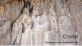 Presentation with clipart buddha - PPT layouts with bodhisattvas carved in the monolith background and a  colored foreground
