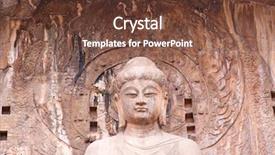  Presentation with hindu buddha history - Audience pleasing presentation consisting of bodhisattvas carved in the monolith backdrop and a tawny brown colored foreground