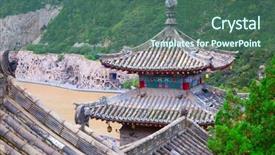  Presentation with hindu buddha history - Amazing presentation theme having bodhisattvas carved in the monolith backdrop and a ocean colored foreground