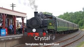  Presentation with steam - Amazing PPT theme having bodiam-england-august-20-usa backdrop and a tawny brown colored foreground