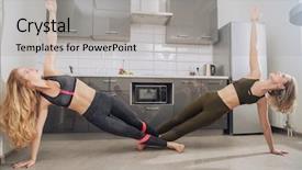  Presentation with exercise kids kid doing fitness - Slides with bodice - two girlfriends are doing exercise background and a  colored foreground