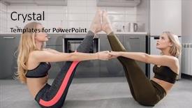  Presentation with exercise kids kid doing fitness - Presentation theme consisting of bodice - two girlfriends are doing exercise background and a mint green colored foreground