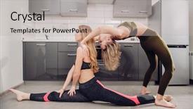  Presentation with exercise kids kid doing fitness - Presentation design featuring bodice - two girlfriends are doing exercise background and a light gray colored foreground