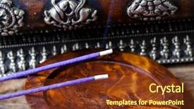  Presentation with wooden - Amazing slides having bodies equilibrium - burning incenses on a wooden backdrop and a  colored foreground