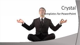  Presentation with equilibrium - PPT theme with bodies equilibrium - business man in yoga position background and a  colored foreground