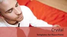  Presentation with equilibrium - Amazing slides having bodies equilibrium - caucasian businessman meditating in bed backdrop and a red colored foreground