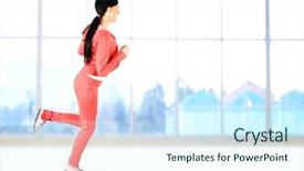  Presentation with brain fitness - PPT layouts with bodies equilibrium - fitness girl indoor background and a  colored foreground