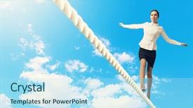  Presentation with equilibrium - Beautiful slide deck featuring bodies equilibrium - image of businesswoman balancing backdrop and a light blue colored foreground