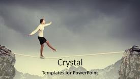  Presentation with cyclone risk management - PPT theme featuring bodies equilibrium - image of businesswoman balancing background and a soft green colored foreground