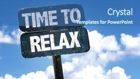  Presentation with equilibrium - Amazing presentation theme having bodies equilibrium - time to relax sign backdrop and a ocean colored foreground