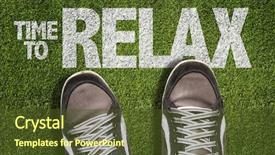  Presentation with equilibrium - Presentation design with bodies equilibrium - top view of sneakers background and a  colored foreground