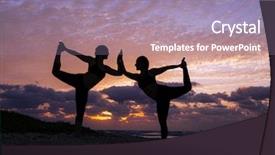  Presentation with equilibrium - Beautiful theme featuring bodies equilibrium - two women practice yoga backdrop and a  colored foreground