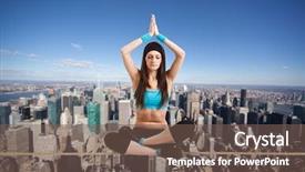  Presentation with rope - Cool new PPT layouts with bodies equilibrium - woman doing yoga backdrop and a  colored foreground