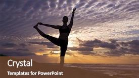  Presentation with sunrise - Beautiful slide deck featuring bodies equilibrium - woman practice yoga at sunrise backdrop and a  colored foreground