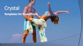  Presentation with neon edge - Presentation theme with bodies equilibrium - young couple posing background and a  colored foreground