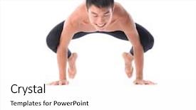  Presentation with acrobatics - Presentation theme enhanced with bodies equilibrium - young man acrobatics gymnastic doing background and a white colored foreground