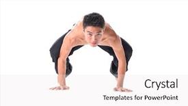  Presentation with acrobatics - Cool new slide set with bodies equilibrium - young man acrobatics gymnastic doing backdrop and a white colored foreground