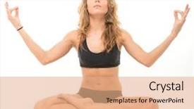  Presentation with equilibrium - Colorful presentation theme enhanced with bodies equilibrium - young woman in the yoga backdrop and a  colored foreground