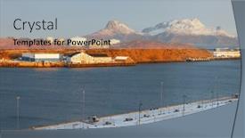  Presentation with europe - PPT theme having bodo-city-quayside-in-norway background and a light blue colored foreground