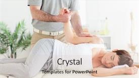  Presentation with chiropractor - Presentation theme having physical therapy body - chiropractor stretches a female customer's background and a lemonade colored foreground