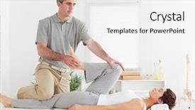  Presentation with chiropractor - Audience pleasing PPT theme consisting of physical therapy body - chiropractor is stretching a customer's backdrop and a white colored foreground