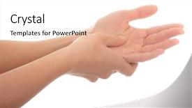  Presentation with pain - Cool new presentation with medicine human body - woman holding his hand backdrop and a sky blue colored foreground