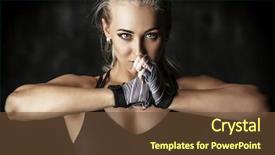  Presentation with bodybuilding - Cool new slide deck with body active healthy lifestyle fitness backdrop and a tawny brown colored foreground