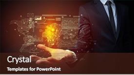  Presentation with wireless communication concept - Audience pleasing slides consisting of body and hand in background backdrop and a  colored foreground