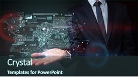  Presentation with wireless communication concept - PPT layouts with body and hand in background background and a tawny brown colored foreground