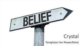  Presentation with body - Colorful PPT theme enhanced with body believers - belief sign isolated on white backdrop and a white colored foreground
