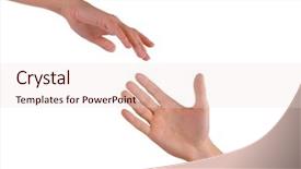  Presentation with helping hand - PPT theme featuring body believers - helping hand isolated on white background and a lemonade colored foreground