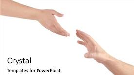  Presentation with helping hand - Presentation theme enhanced with body believers - helping hand isolated on white background and a white colored foreground