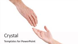  Presentation with helping hand - PPT layouts consisting of body believers - helping hand isolated on white background and a sky blue colored foreground