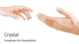  Presentation with helping hand - Presentation enhanced with body believers - helping hand isolated on white background and a white colored foreground