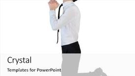  Presentation with 3d man business leader - Presentation theme with body believers - isolated business man pray looking background and a white colored foreground