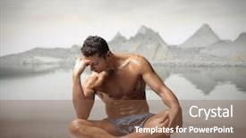  Presentation with mountains and sea - Amazing PPT layouts having body believers - seated handsome man reflecting backdrop and a tawny brown colored foreground