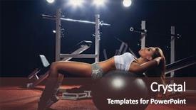  Presentation with posture - Audience pleasing slide set consisting of female muscles - woman exercising pilates ball workout backdrop and a tawny brown colored foreground